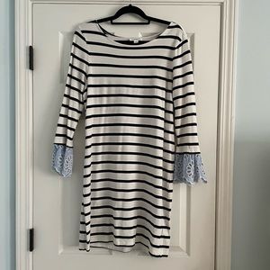 Beachlunchlounge striped dress with pattern sleeves